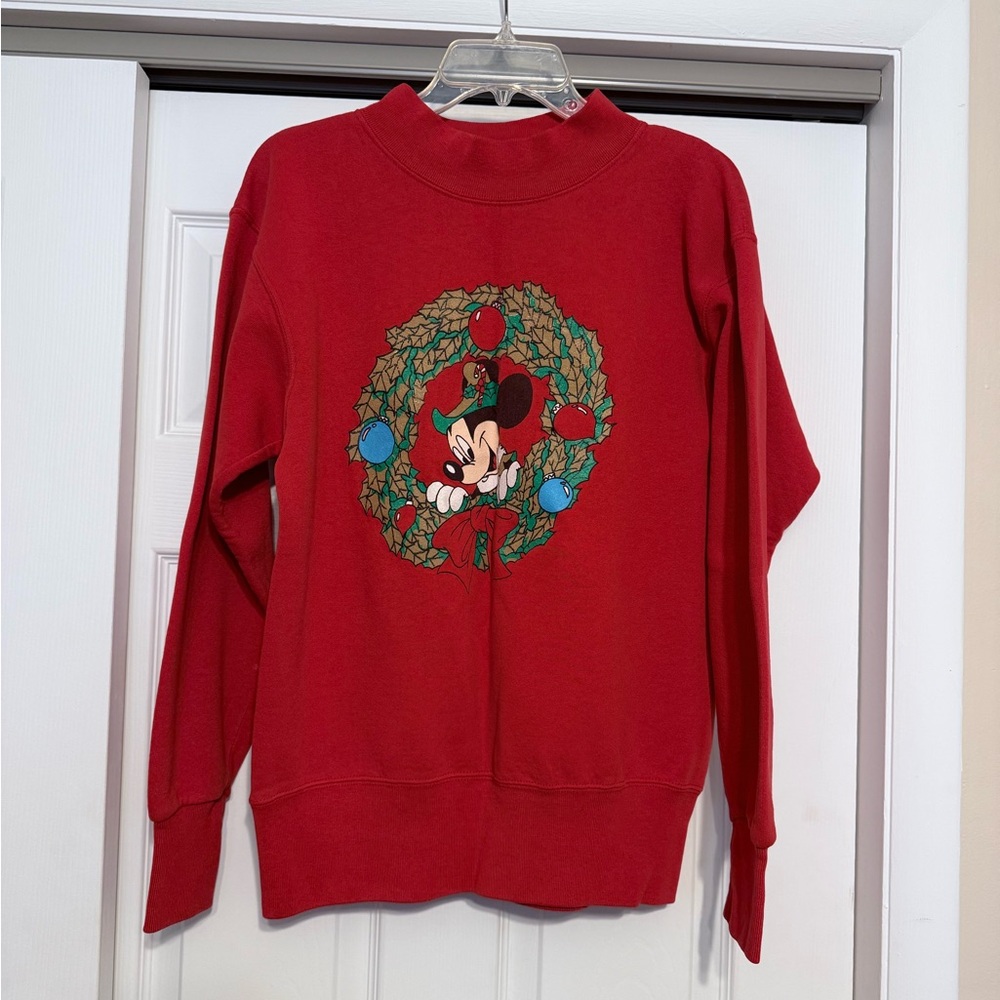 Disney Red Vintage Women's Mickey Mouse Holiday Sweatshirt - Size Medium